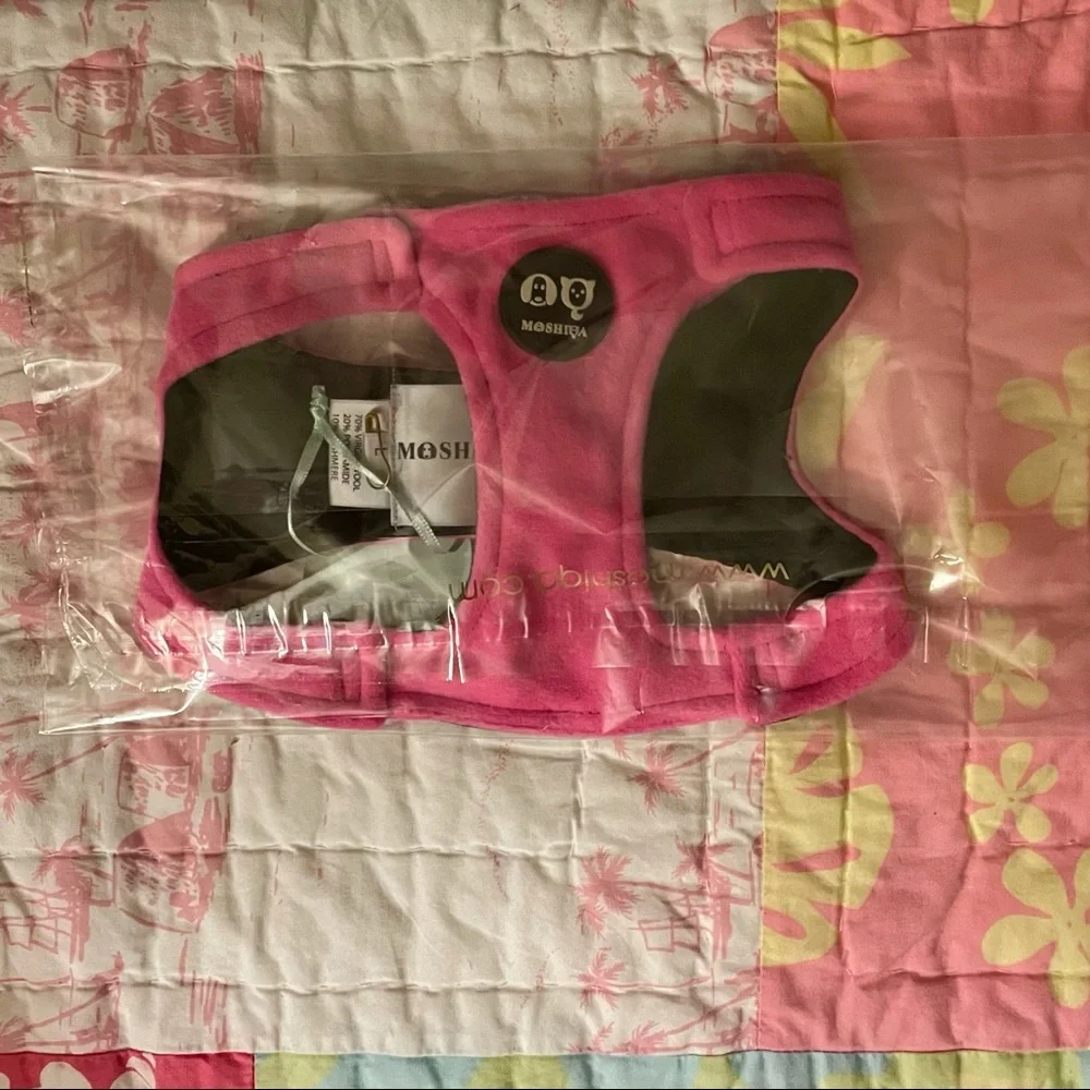 MOSHIQA Pink Padded Dog Cat Pet Harness Size XS M L Soft Buckle Checker Frenchie